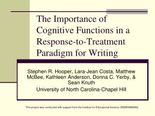 The Importance of Cognitive Functions in a Response-to-Treatment Paradigm for Writing