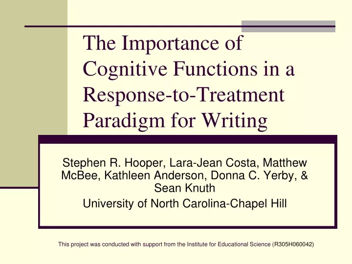 the importance of cognitive functions in a response to treatment paradigm for writing