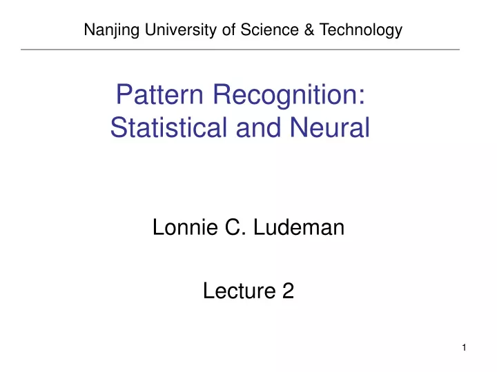 pattern recognition statistical and neural