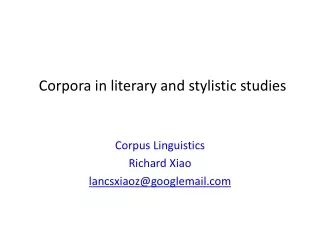Corpora in literary and stylistic studies