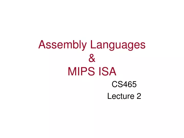 assembly languages mips isa