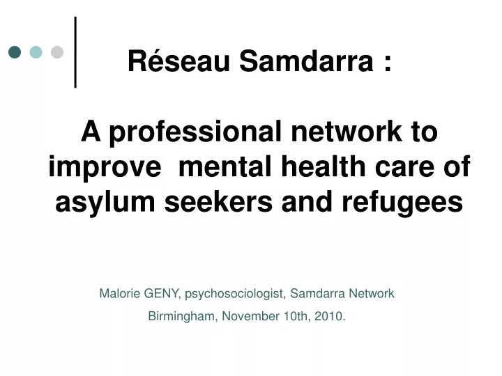 r seau samdarra a professional network to improve mental health care of asylum seekers and refugees