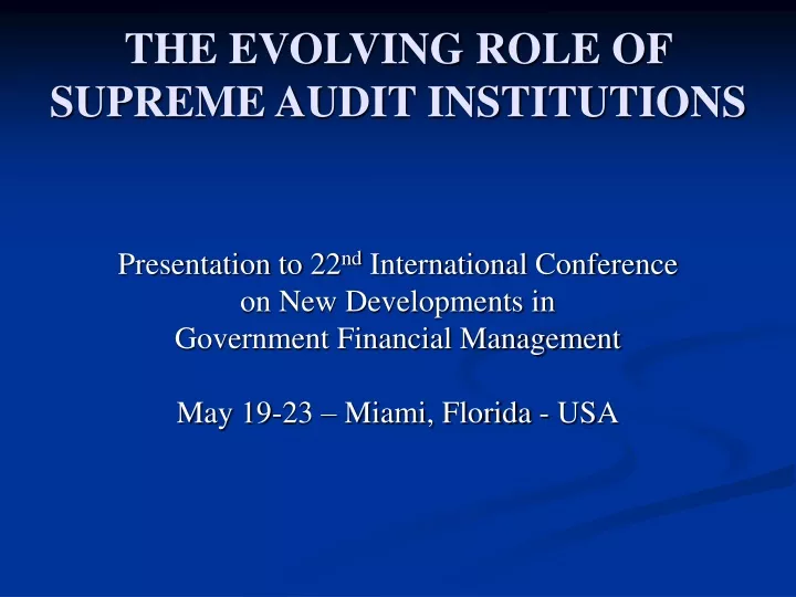the evolving role of supreme audit institutions