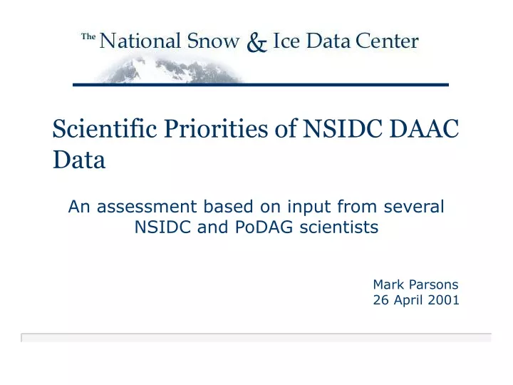 scientific priorities of nsidc daac data