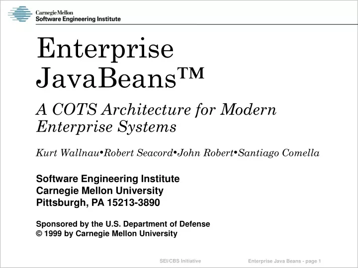 enterprise javabeans a cots architecture