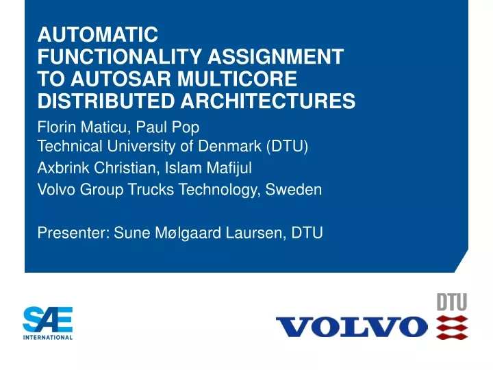 automatic functionality assignment to autosar multicore distributed architectures