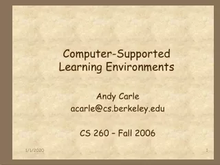 Computer-Supported  Learning Environments
