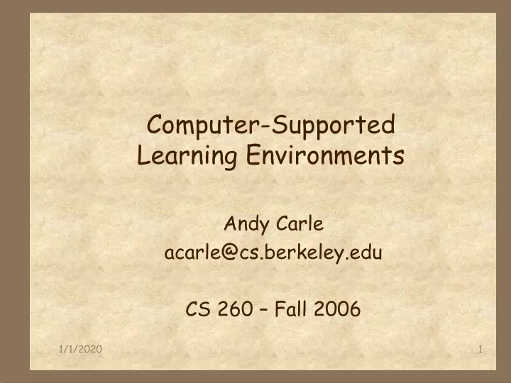 computer supported learning environments