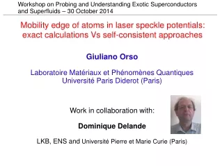 Giuliano Orso Laboratoire Matériaux et Phénomènes Quantiques  Université Paris Diderot (Paris)