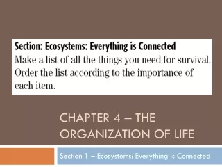 Chapter 4 – The organization of life