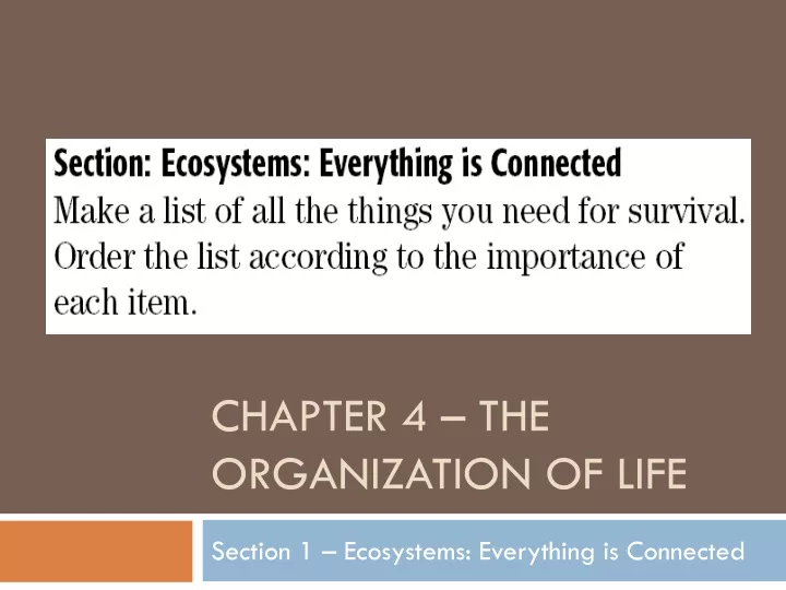 chapter 4 the organization of life