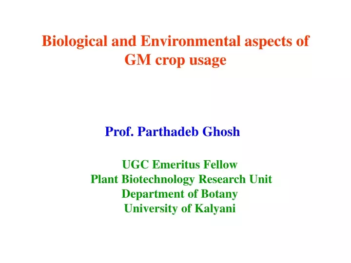 biological and environmental aspects of gm crop