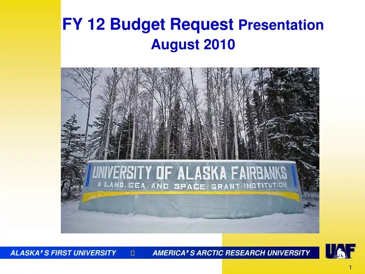 fy 12 budget request presentation august 2010