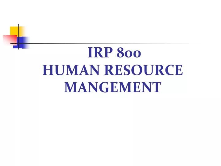 irp 800 human resource mangement