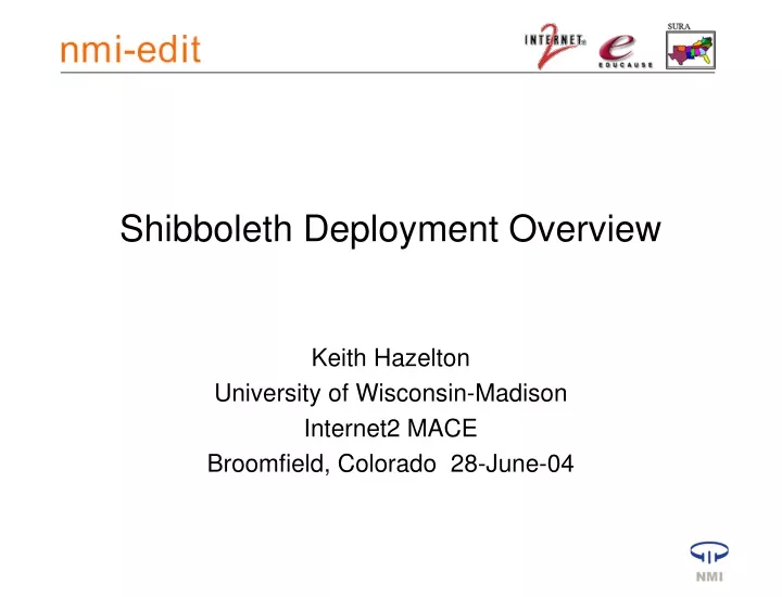 shibboleth deployment overview