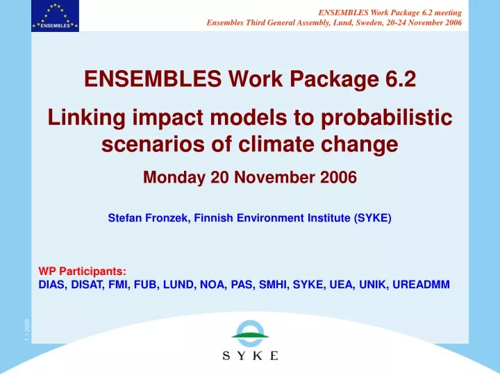 ensembles work package 6 2 linking impact models