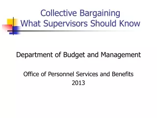 Collective Bargaining What Supervisors Should Know