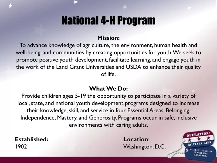 national 4 h program mission to advance knowledge