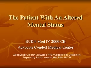 The Patient With An Altered Mental Status