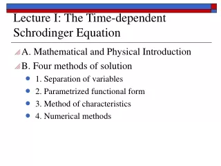 Lecture I: The Time-dependent Schrodinger Equation