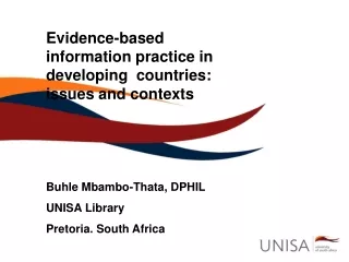 Evidence-based information practice in developing  countries:  issues and contexts