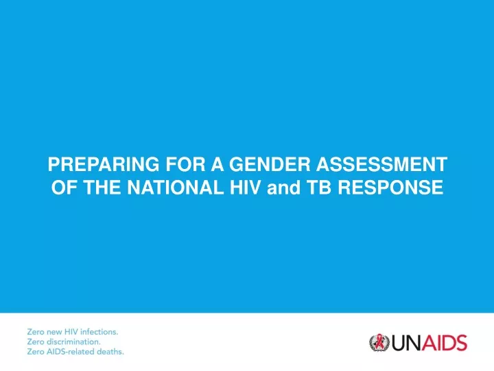 preparing for a gender assessment of the national