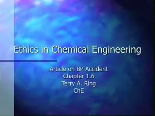 Ethics in Chemical Engineering