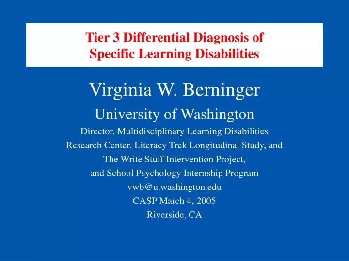 tier 3 differential diagnosis of specific learning disabilities