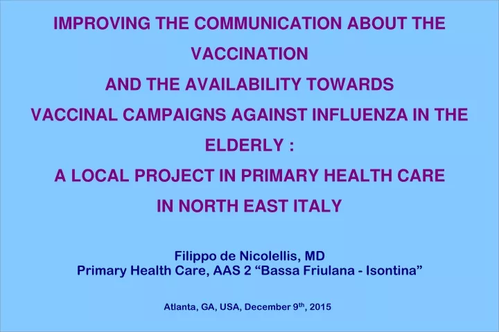 filippo de nicolellis md primary health care aas 2 bassa friulana isontina