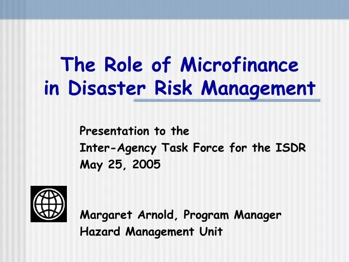 the role of microfinance in disaster risk management