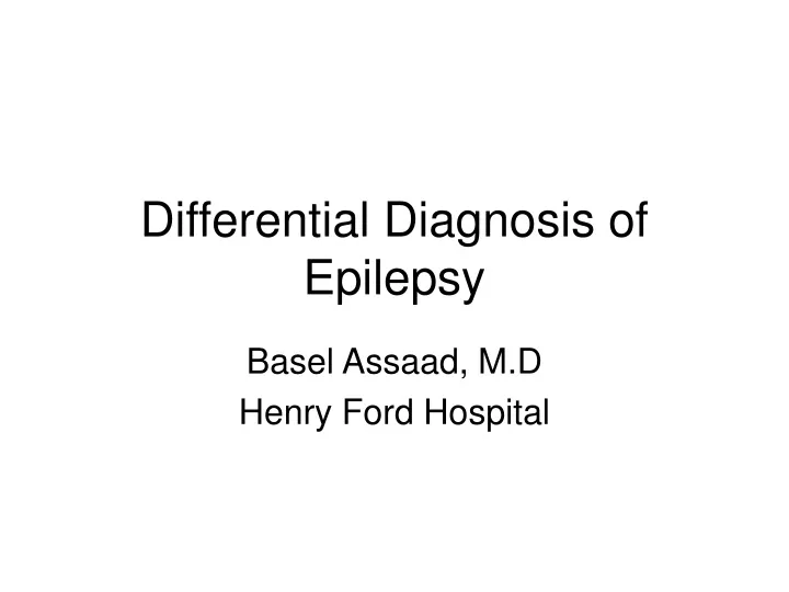 differential diagnosis of epilepsy