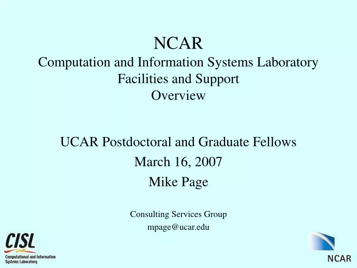 ncar computation and information systems laboratory facilities and support overview