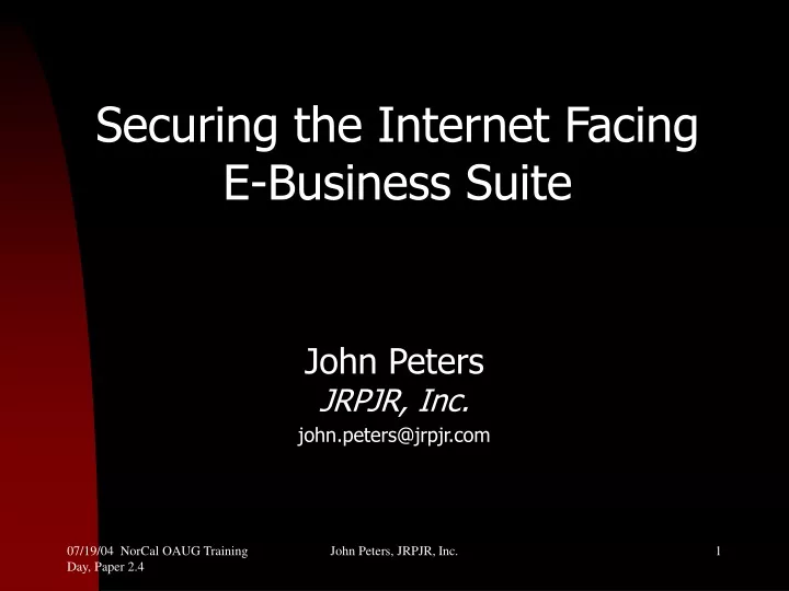 securing the internet facing e business suite