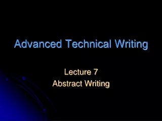 Advanced Technical Writing