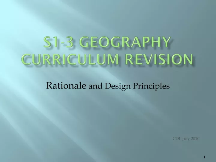 s1 3 geography curriculum revision