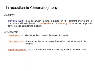Introduction to Chromatography