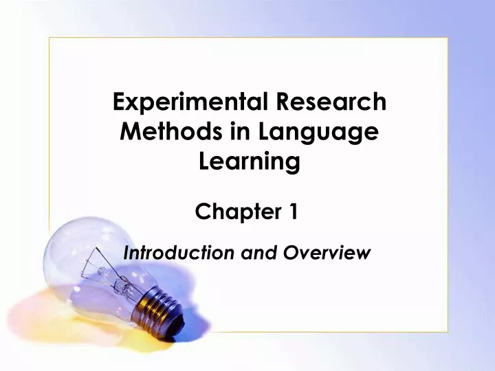 experimental research methods in language learning