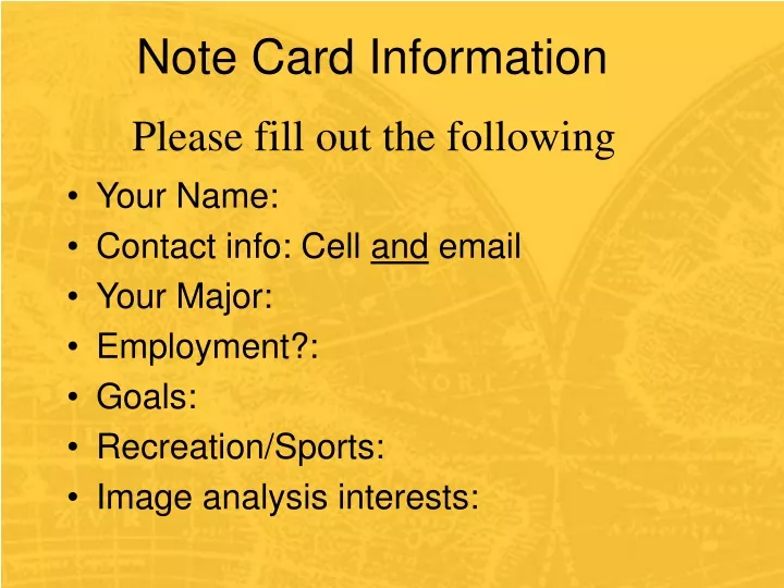 note card information