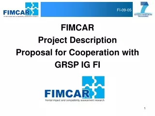FIMCAR Project Description  Proposal for Cooperation with GRSP IG FI