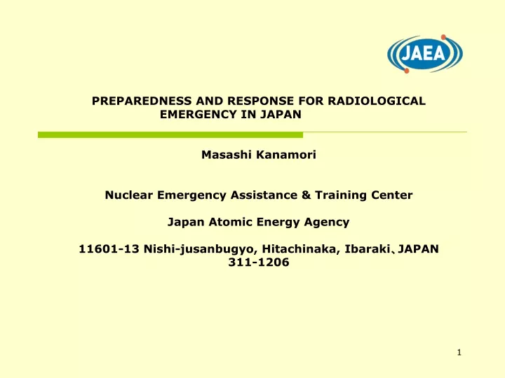 preparedness and response for radiological