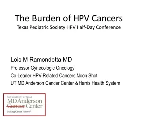 The Burden of HPV Cancers Texas Pediatric Society HPV Half-Day Conference