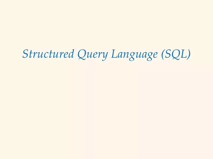 structured query language sql