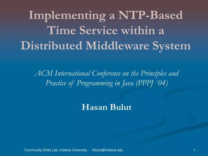 implementing a ntp based time service within a distributed middleware system