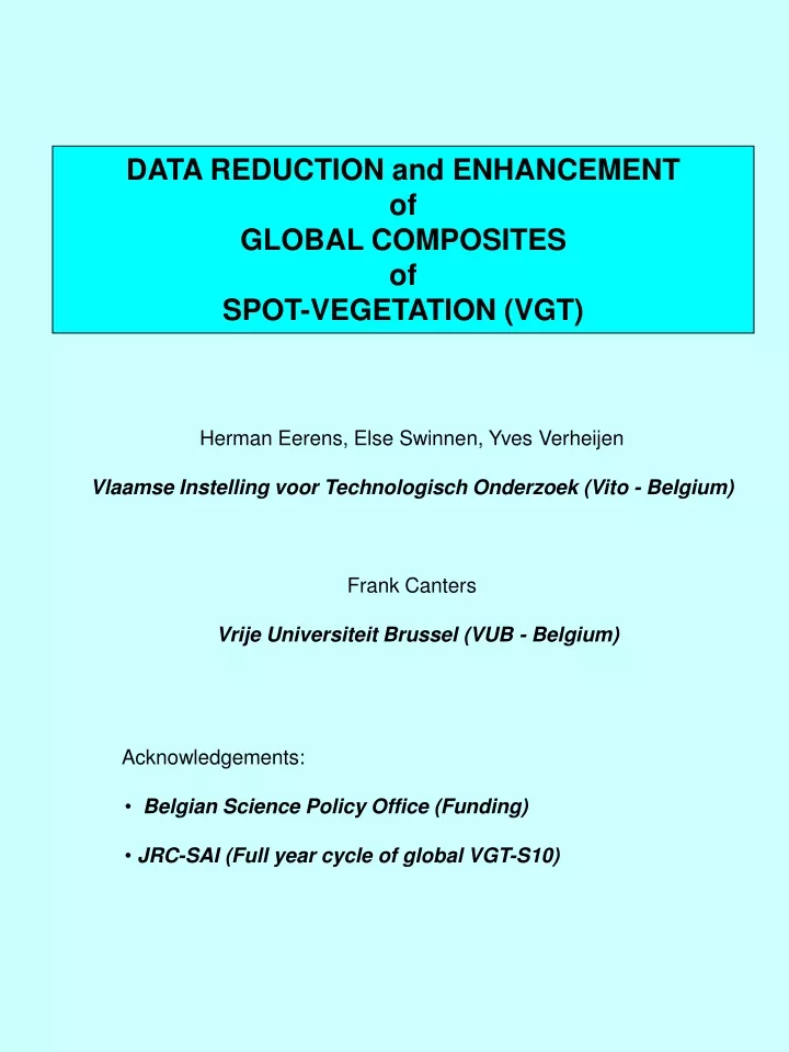 data reduction and enhancement of global