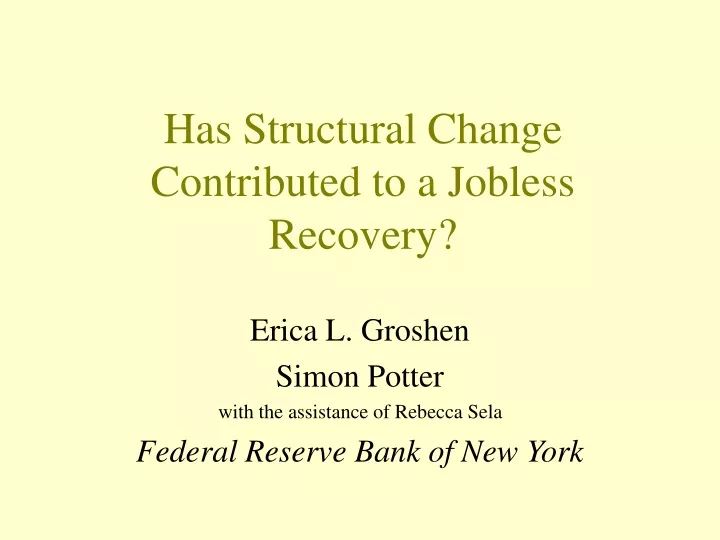 has structural change contributed to a jobless