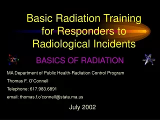Basic Radiation Training for Responders to Radiological Incidents