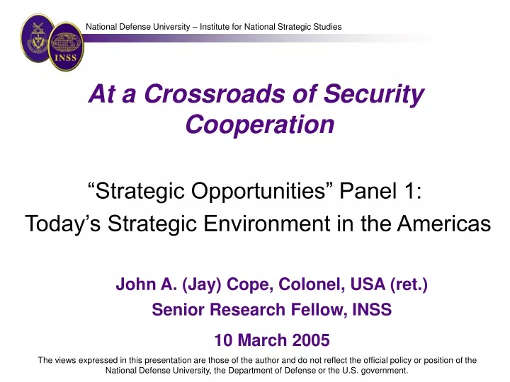 at a crossroads of security cooperation