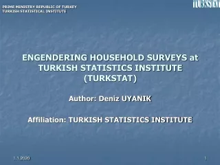 E NGENDERING HOUSEHOLD SURVEYS at TURKISH STATISTICS INSTITUTE (TURKSTAT)