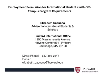 Employment Permission for International Students with Off-Campus Program Requirements