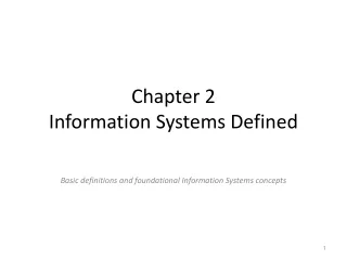 Chapter 2 Information Systems Defined